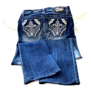 Cello Size 4 low rise boot cut jeans with bling!